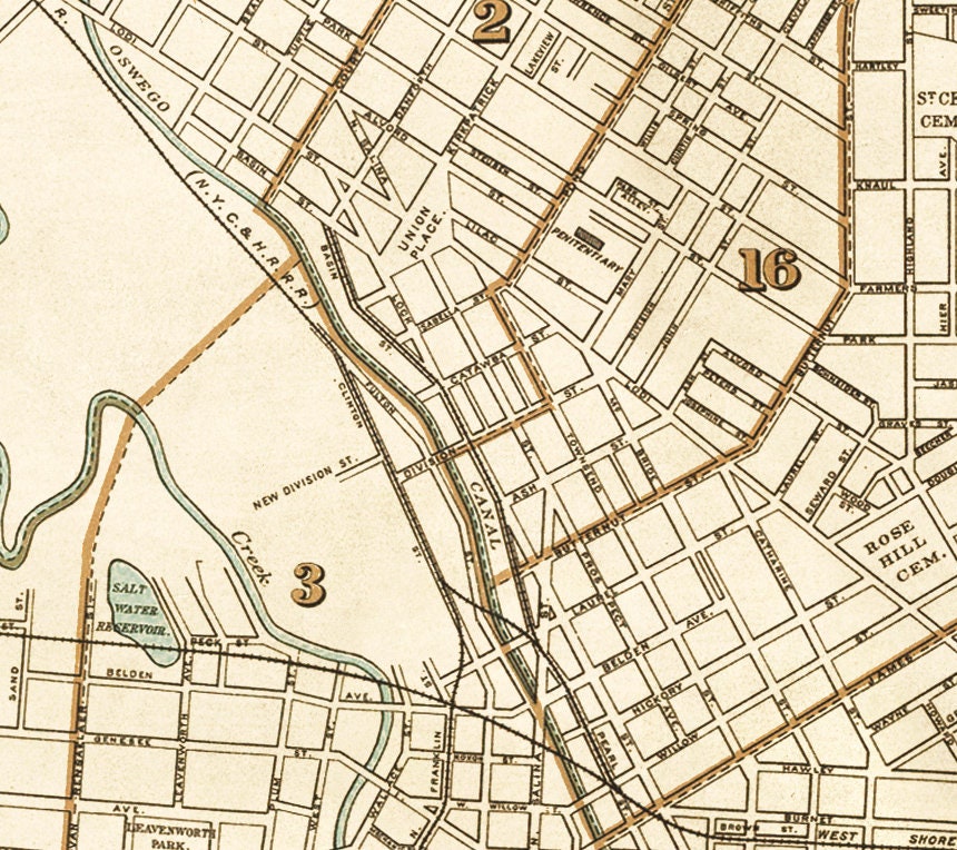 Syracuse map Old map of Syracuse fine reproduction two versions
