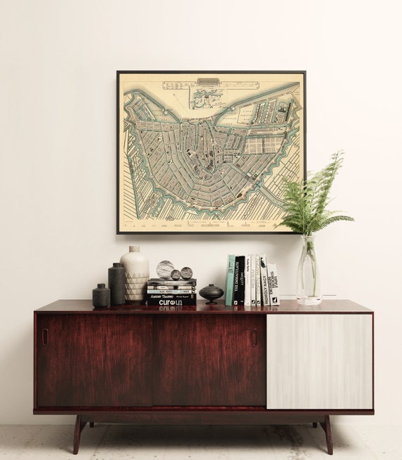 Map of  Amsterdam - Old map print - Amsterdam map print - Giclee  map print - Map reproduction on paper or canvas