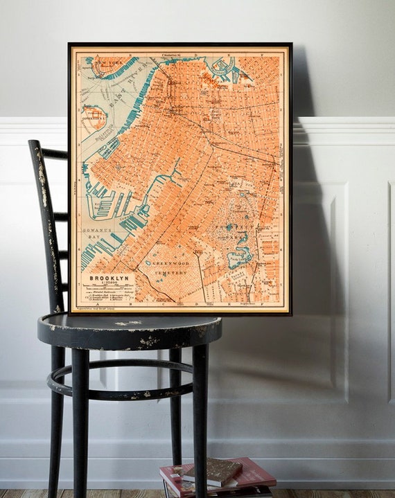 Brooklyn map - Old map of Brooklyn - fine reproduction on paper or cavnas