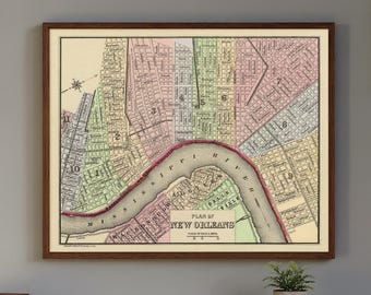 New Orleans Map | Vintage City Plan | Urban History Art | Archival Reproduction