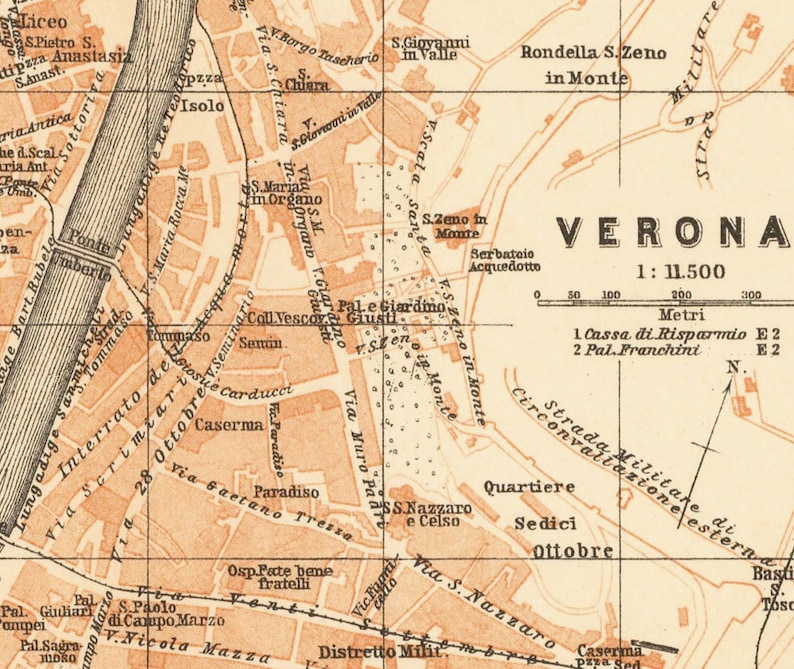 Verona Map Vintage Map of Verona Archival Reproduction on Etsy