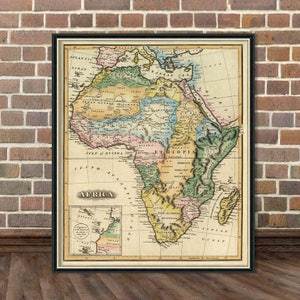 Old map of Africa - Africa map  reproduction - Vintage map restored archival print on paper or canvas