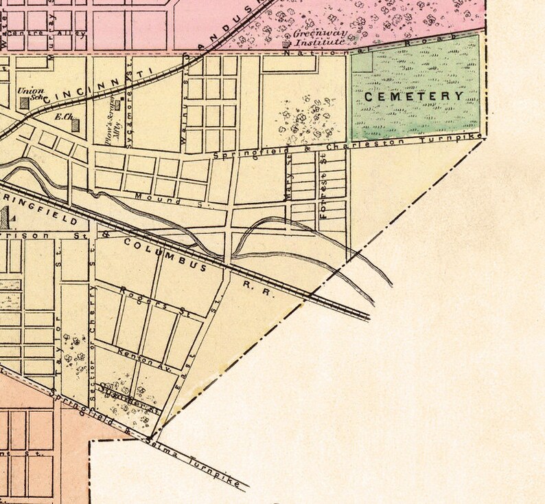 Vintage map of Springfield Ohio Print on paper or canvas image 3