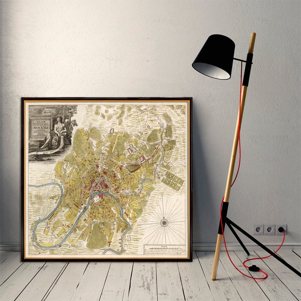 Moscow map - Old map of Moscow print - Fine reproduction on fine coated paper or canvas