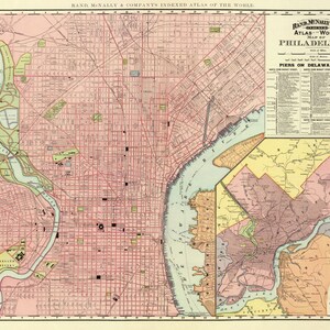 Map of Philadelphia Old map restored A vintage map for wall decoration Giclee reproduction on paper or canvas image 2