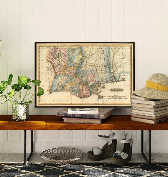 Old map of Louisiana - Restored map, wonderful print for home decor, available on paper or canvas