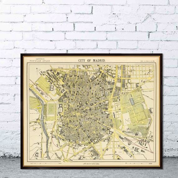 Madrid map - Old map print - City map  fine reproduction - Historical map restored, available on paper or canvas