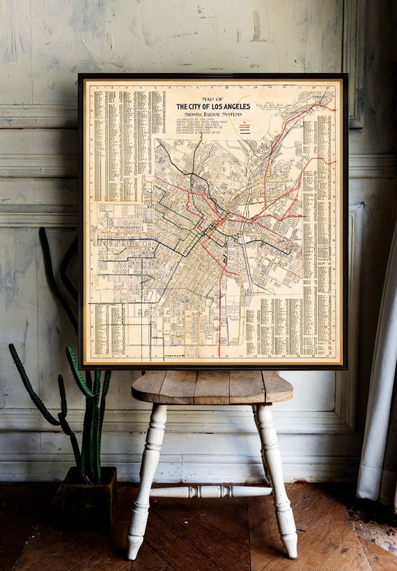 Los Angeles map - Old map print,  vintage style map, fine art print