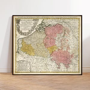 Antike Landkarte von Belgien und Luxemburg, historische Landkarte aus dem 18