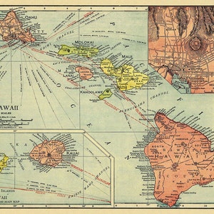 Hawaii map Old map of Hawaii reproduction image 2