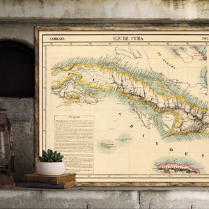 Antiguo mapa de Cuba - Vintage map of Cuba - Historical maps reproductions