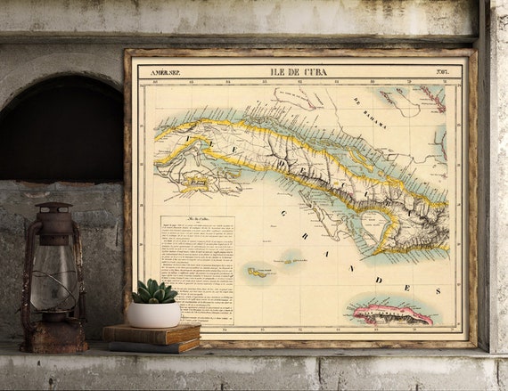 Antiguo mapa de Cuba - Vintage map of Cuba - Historical maps reproductions