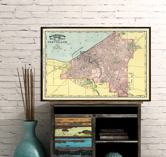 Old map of Cleveland - Vintage map - Old  city plan giclee reproduction - Two variants available