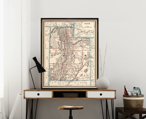 Old map of Utah - Historical map restored - Wall map print, available on paper or canvas