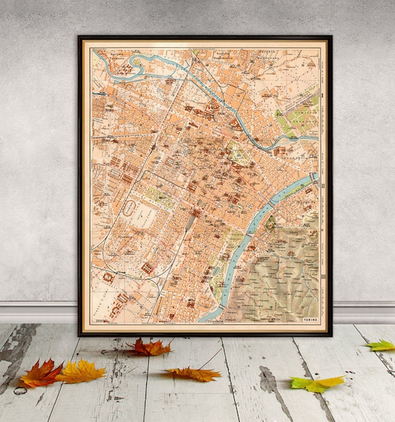 Torino map - Old city plan of Torino, Italy - Fine giclee wall map print on paper or canvas