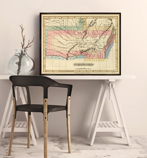 Arkansas map - Antique map of Arkansas - fine reproduction on paper or canvas