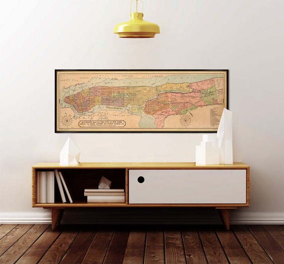 NYC map - New York City vintage map - Old map restored - Fine print on coated paper or matte canvas