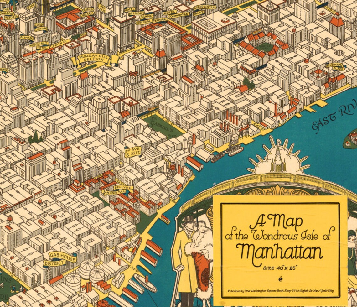 Illustrated map of Manhattan Fine print city map | Etsy