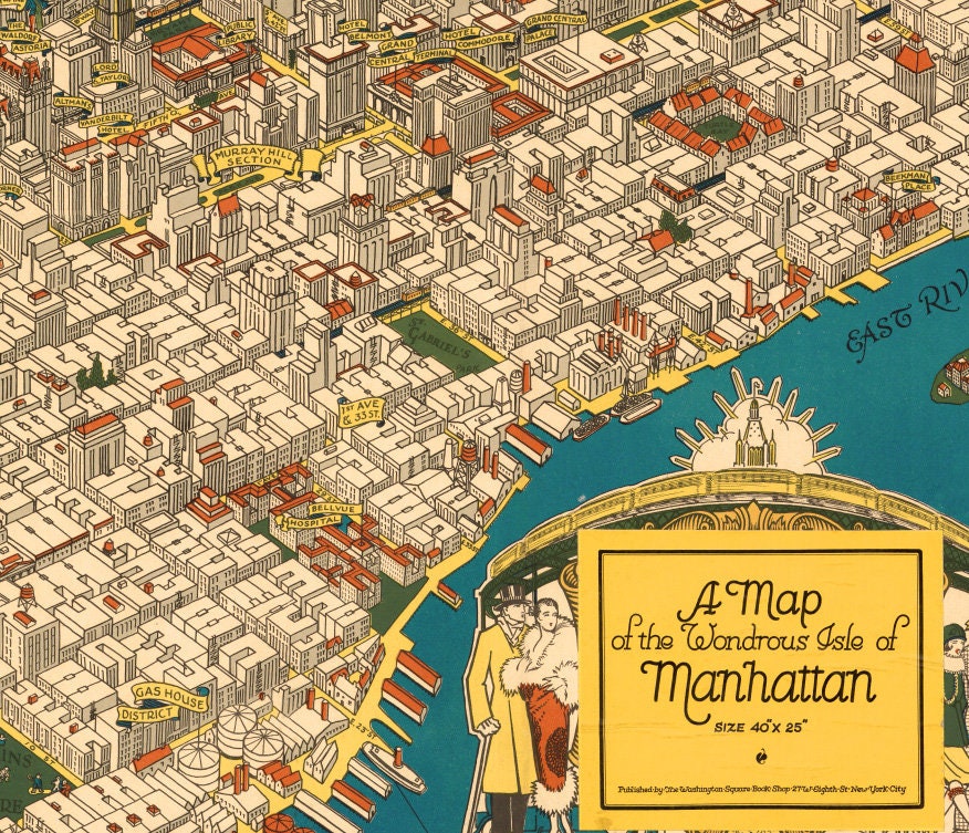 Illustrated map of Manhattan Fine print city map | Etsy