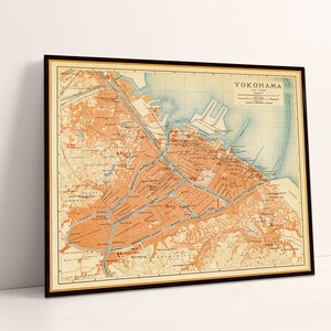 Carte de Yokohama - Impression de carte ancienne - - Disponible sur papier ou toile
