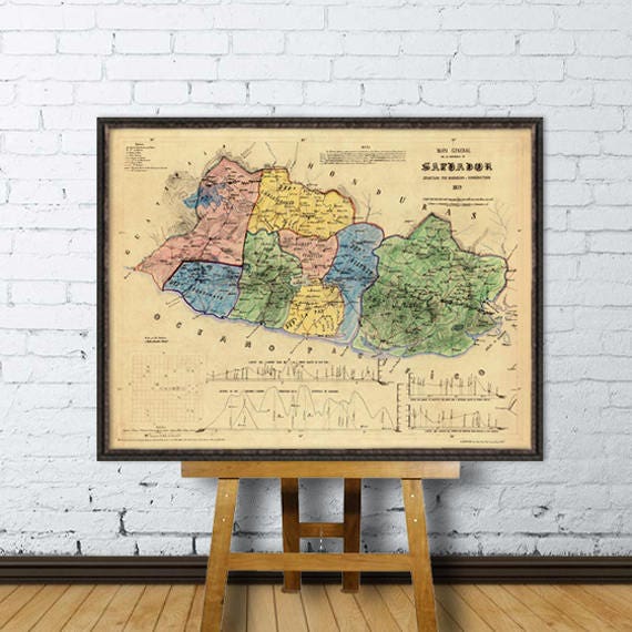 Salvador map - Historical map of Salvador, fine reproduction on paper or canvas, vintage style poster