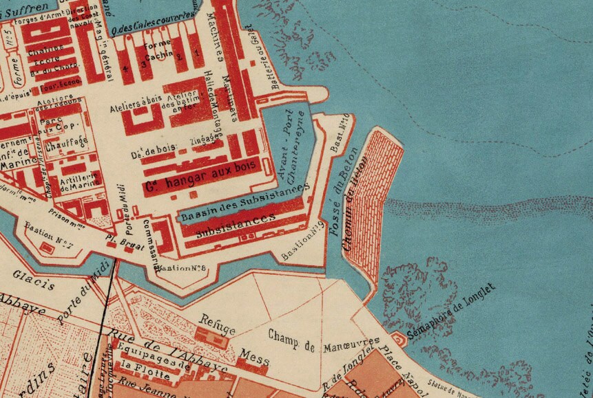 Cherbourg map Old map of Cherbourg print La carte de Cherbourg