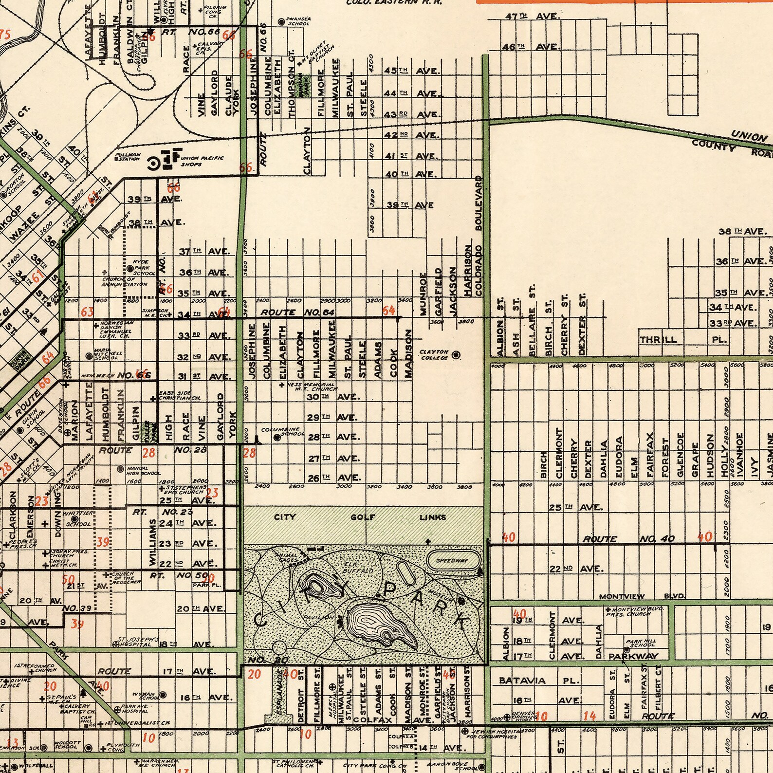 Vintage Map of Denver, Old Map Restored, City Plan Fine Print ...