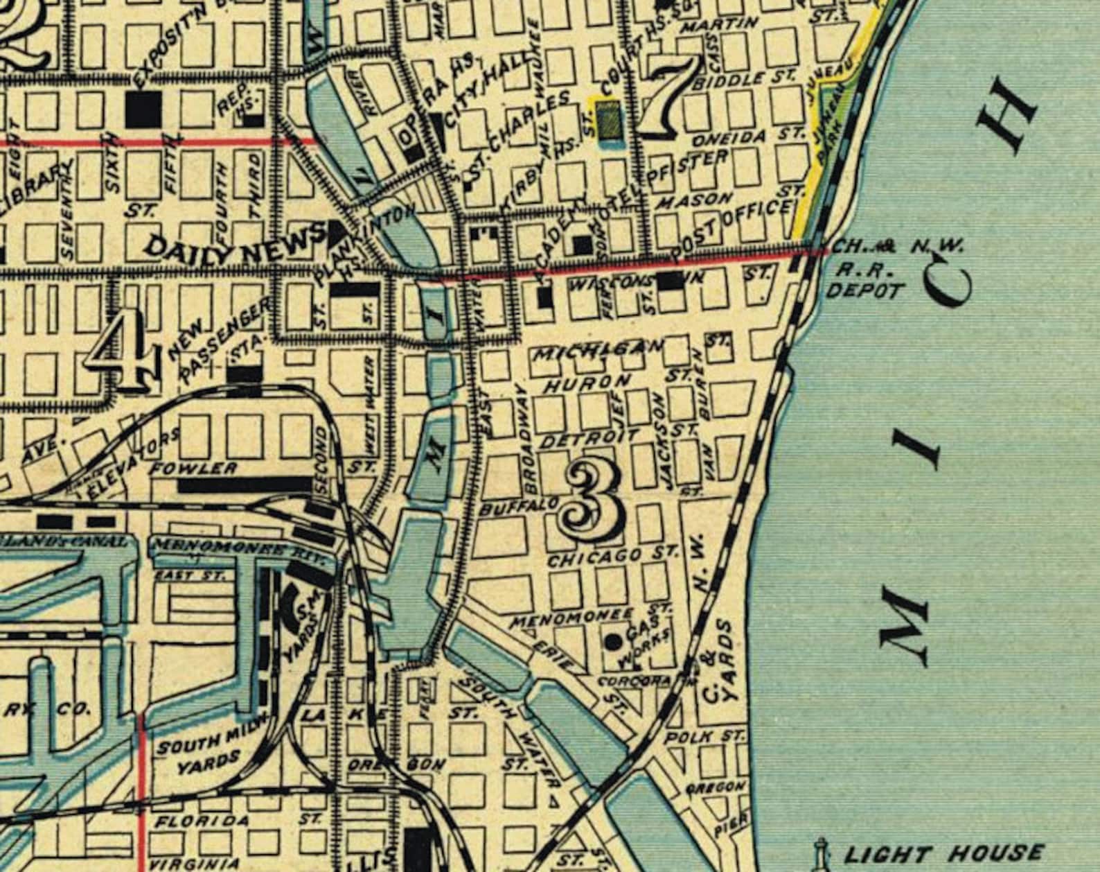 Milwaukee Map Old Map of Milwaukee Print Fine Reproduction Etsy