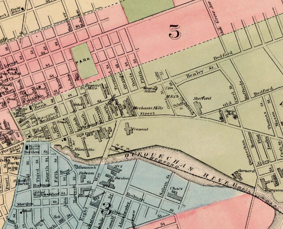 Fall River map Old city map reproduction Map of Fall River