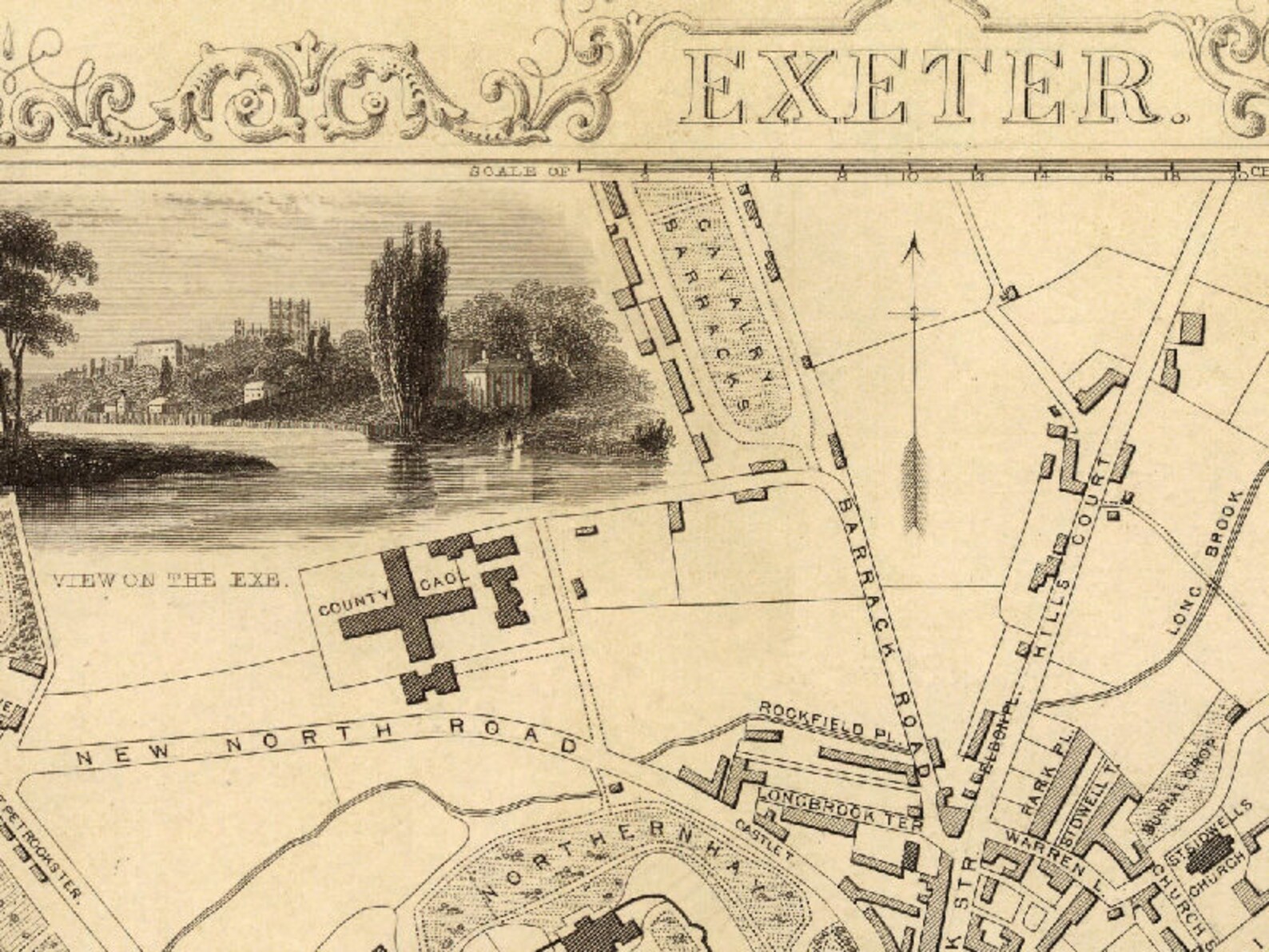Exeter map Old map of Exeter Large wall map print on paper Etsy