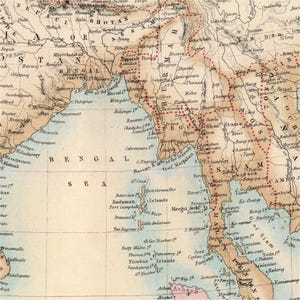Antiker Asienatlas aus dem 19. Jahrhundert | Historischer Kartendruck | Vintage-Wandkunst Bild 4