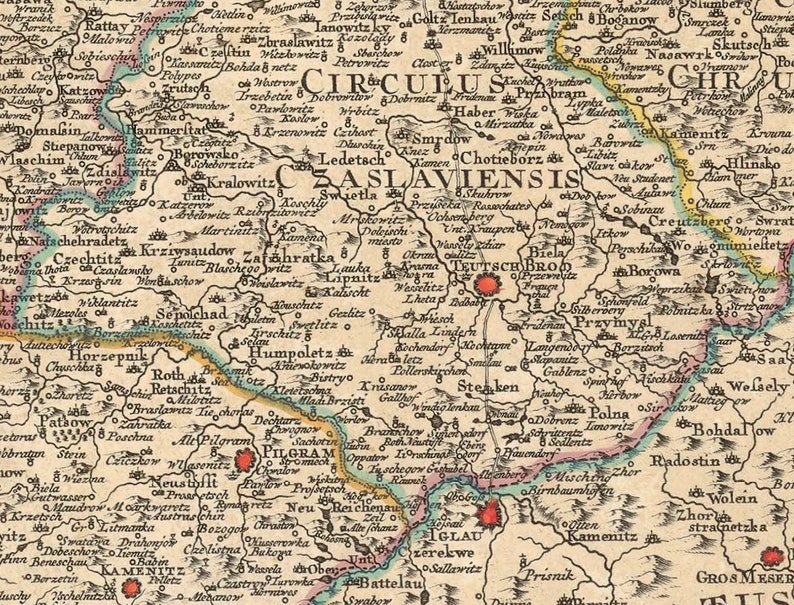 Carte ancienne de la Bohême - Grande carte du royaume de Bohême image 6