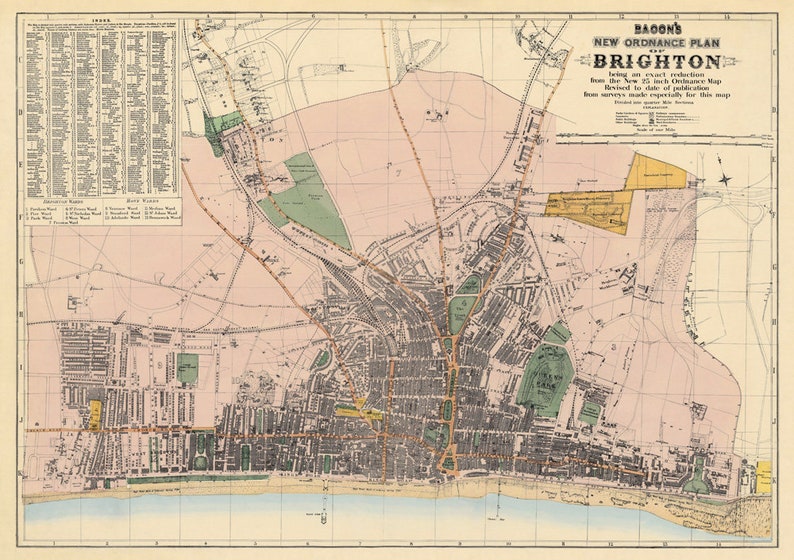 Brighton Map Old Map of Brighton Print Fine Print Large Etsy