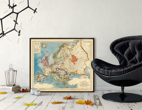 Old map of Europe - Giclee fine print -  Europe map archival reproduction on fine coated paper or matte canvas