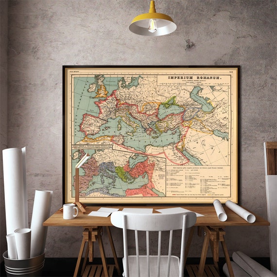 Europe map - Old map of Europe - Roman Empire map - Historic map  - Wall map giclee print, available on paper or canvas