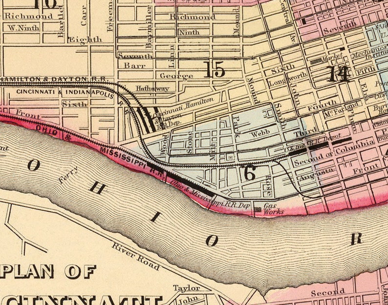 Cincinnati Map the Queen City Old Map Historical City Plan - Etsy