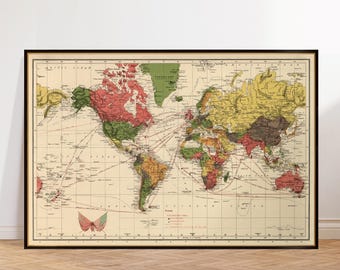 1457年に出版されたジェノヴァの世界地図のポスター複製 - Etsy 日本