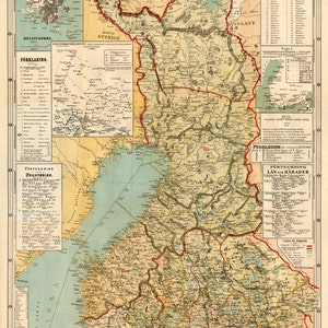Finland map Large map of Finland Old map fine reproduction on paper or canvas image 2