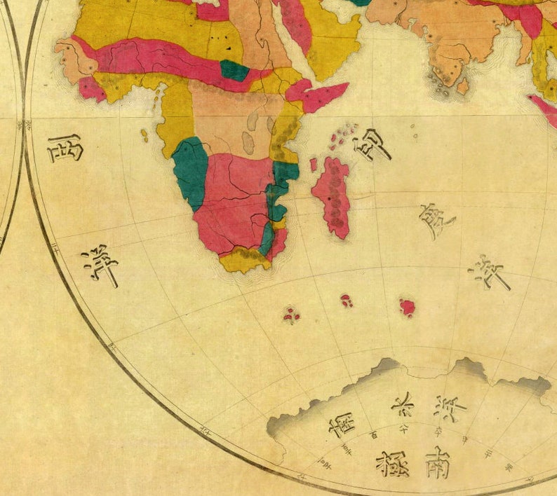 Japanese Map Map of the World Decorative Map Fine Etsy