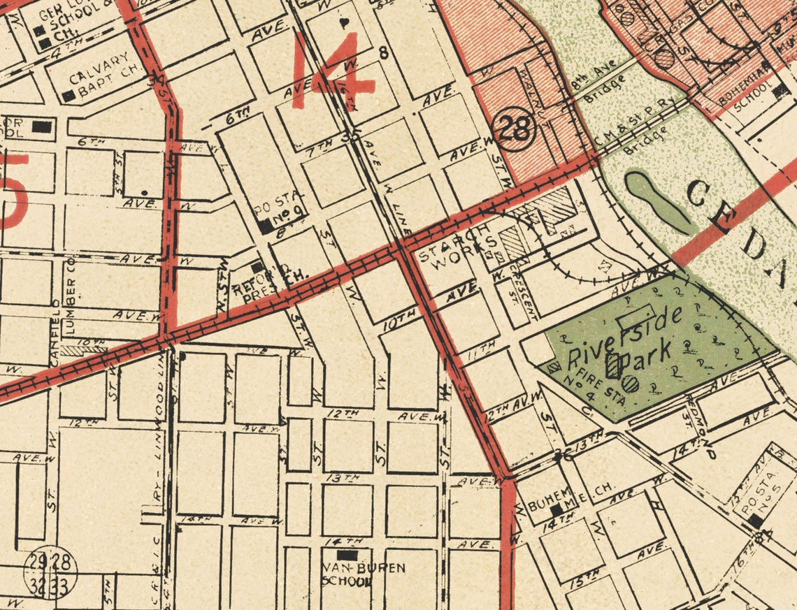 Old Map of Cedar Rapids Antique Map Vintage Map Antique Etsy