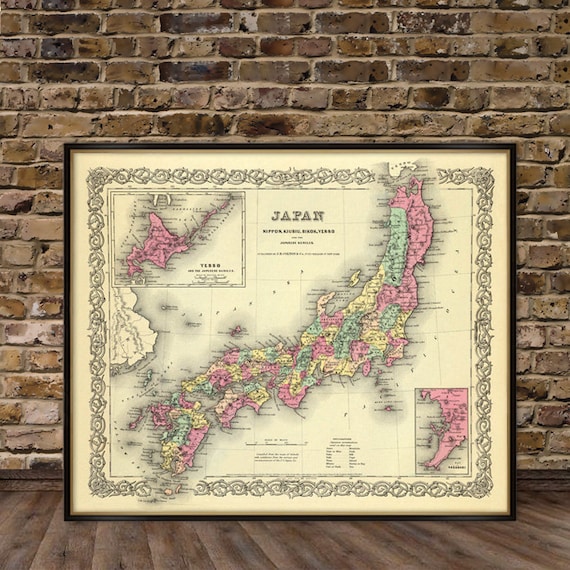 Japan map - Old map of Japan archival print on paper or canvas