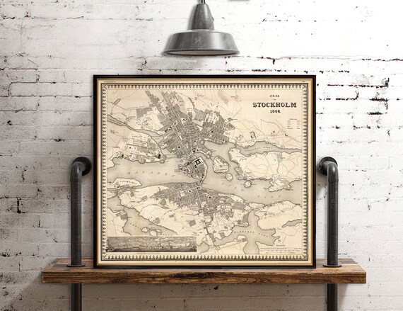 Stockholm map - Historical map - Wall map of Stockholm - Fine print on paper or canvas