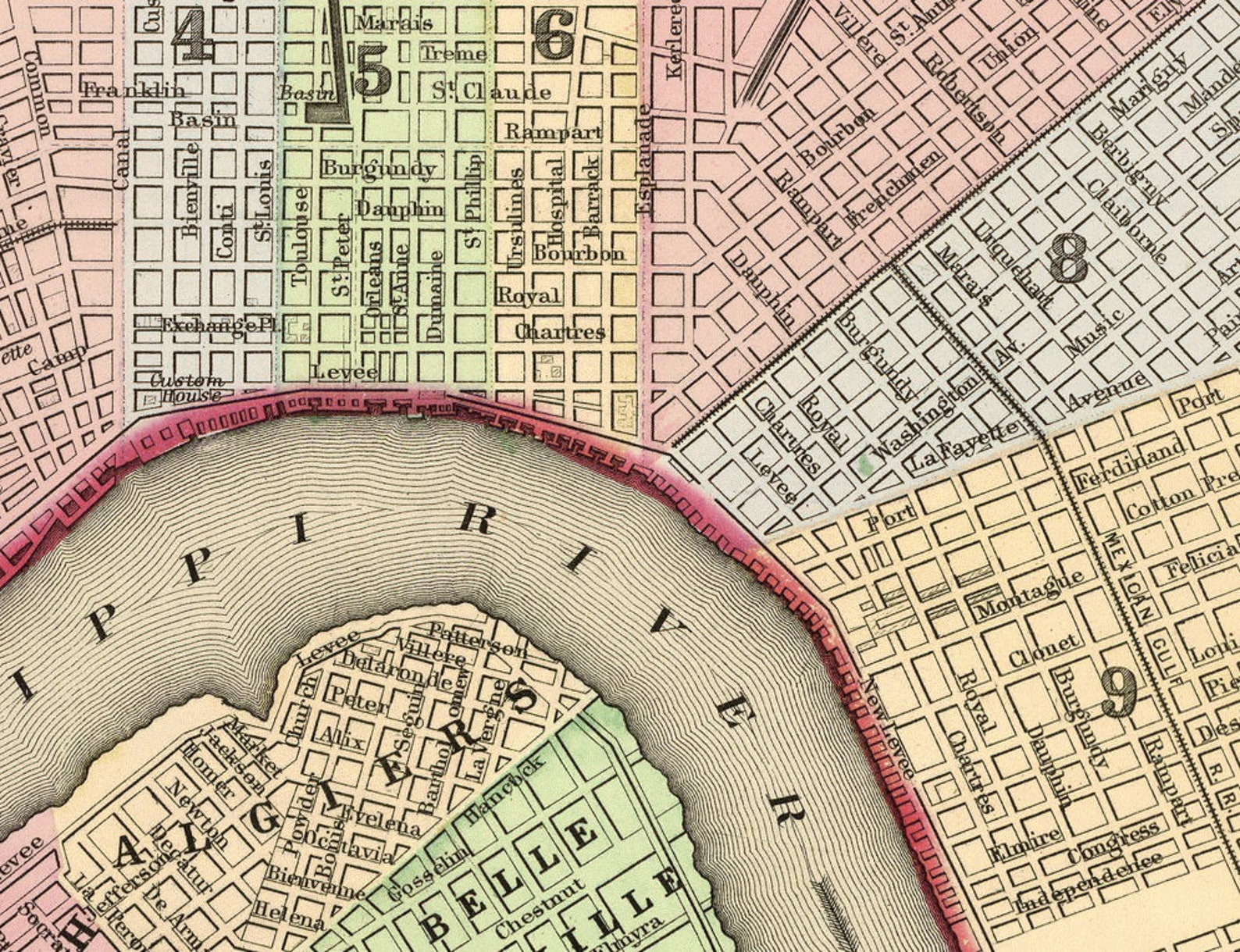 New Orleans Antique Map Map of New Orleans Fine Reproduction - Etsy