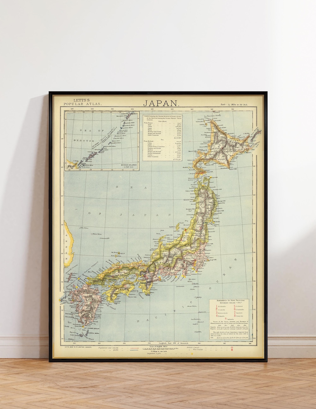 Japan Inset Map Japan Vintage Map Print | Hokkaido Island Inset | Japanese Wall Decor ...