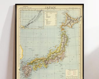 Japan Map 1902, Vintage Map of Japan in High Resolution Prints up