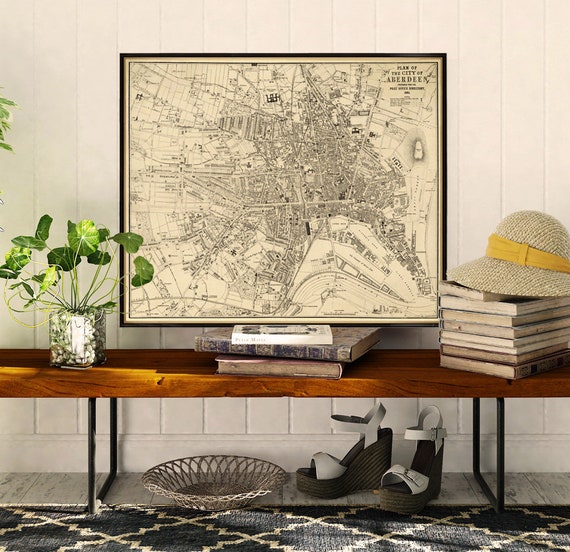 Aberdeen map - Vintage map restored - Old map of Aberdeen fine reproduction on paper or canvas