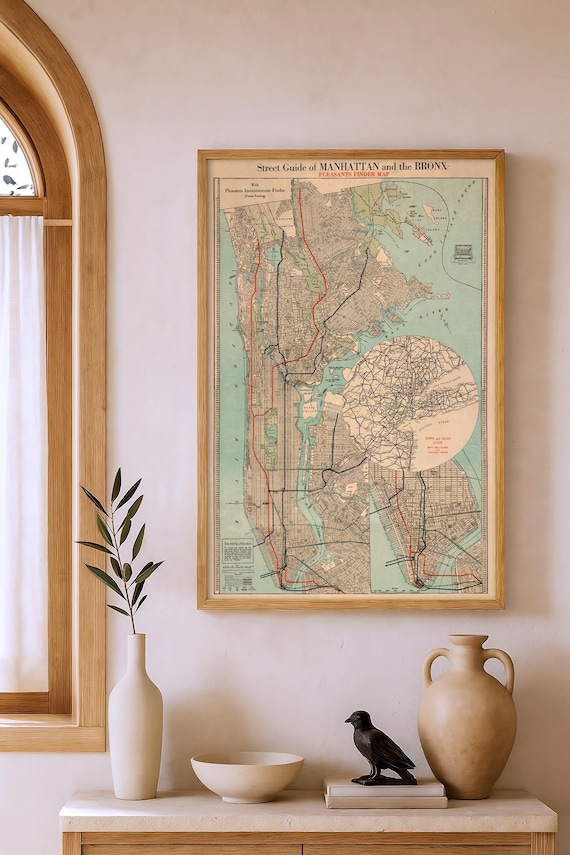 1993 MANHATTAN New York City map ラミネート Vintage 1993 New York