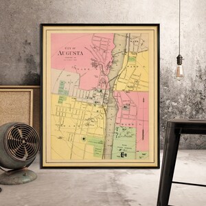Augusta map - Vintage map of Augusta (Maine) archival print on paper or canvas