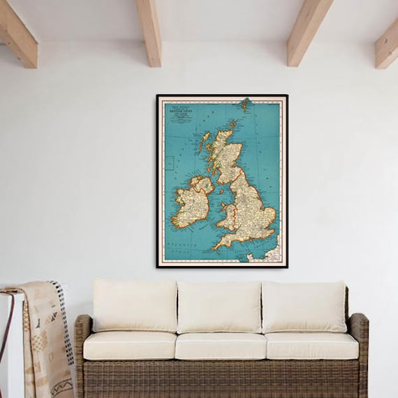 Vintage map of British Isles - Archival print on matte paper or canvas