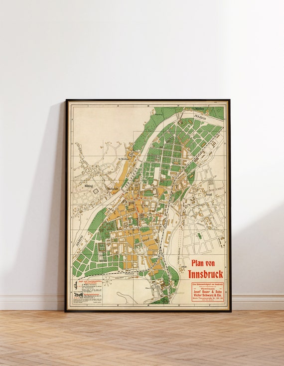Innsbruck map - Old map fine print on paper or canvas